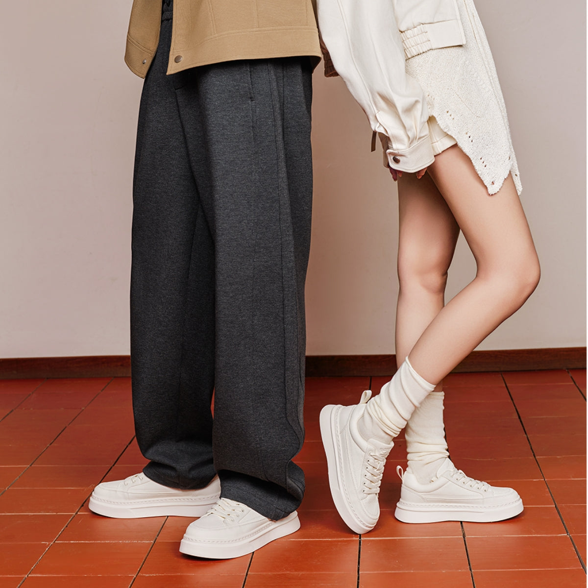 Minimalist Thick-Sole Trainers | Mixed-Material Everyday Sneakers