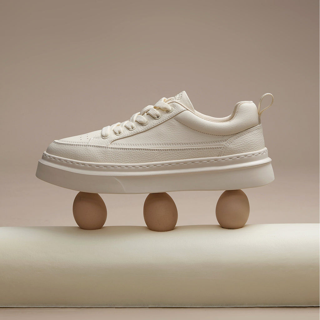 Minimalist Thick-Sole Trainers | Mixed-Material Everyday Sneakers