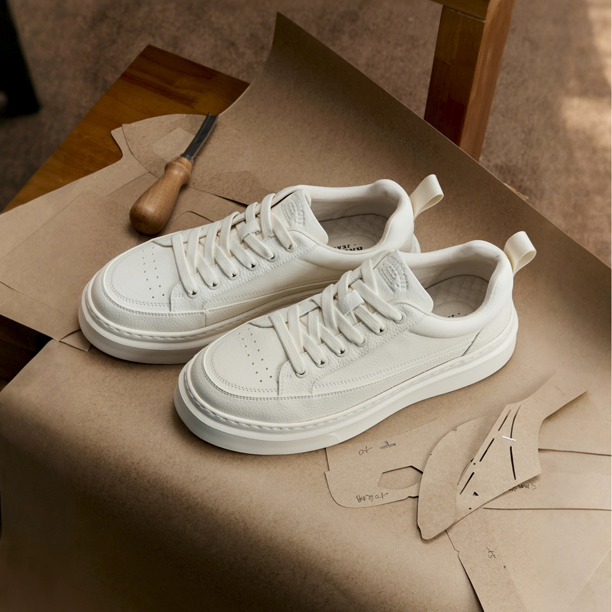 Minimalist Thick-Sole Trainers | Mixed-Material Everyday Sneakers