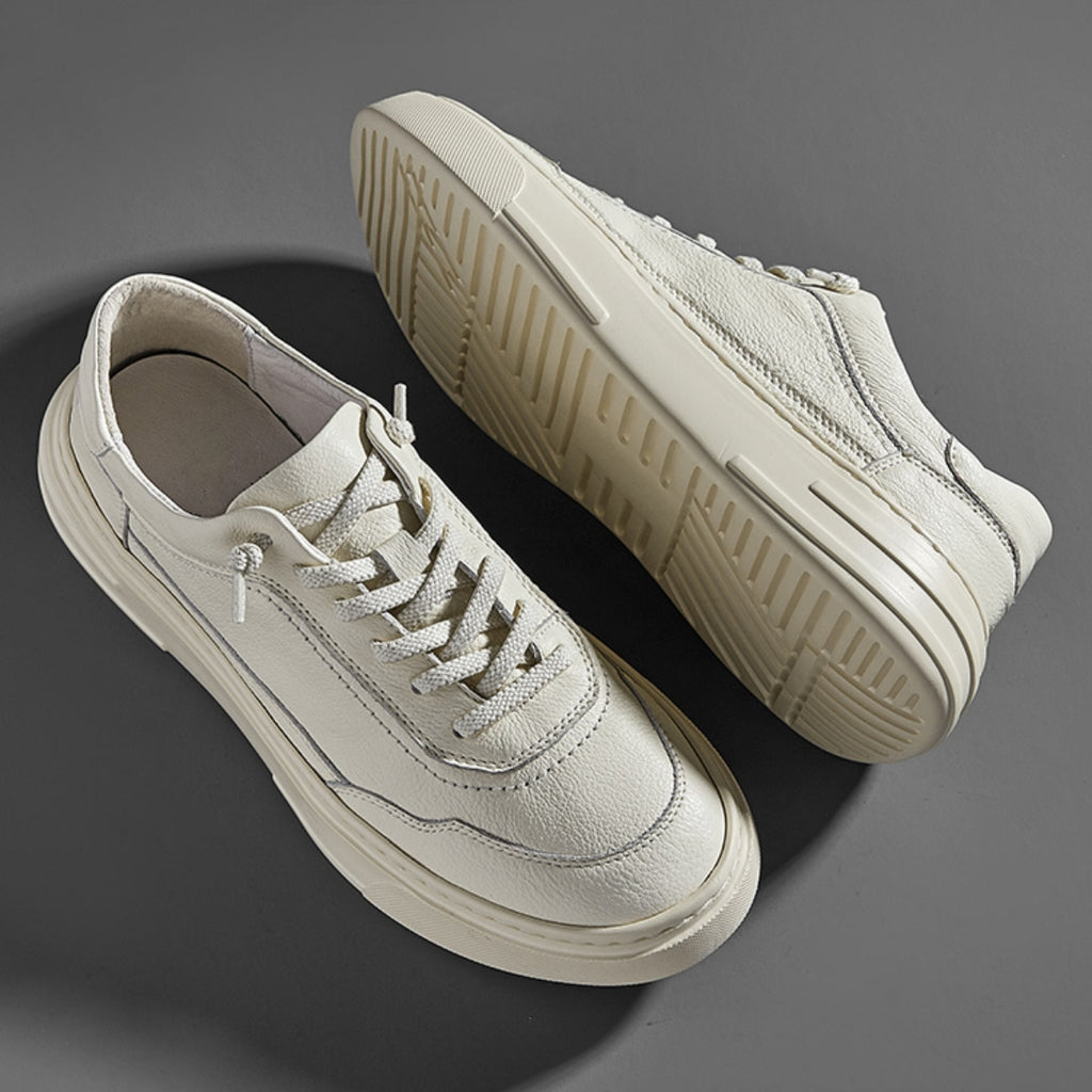 Slip-On Leather Trainers | Minimalist Grain Leather Casual Shoes