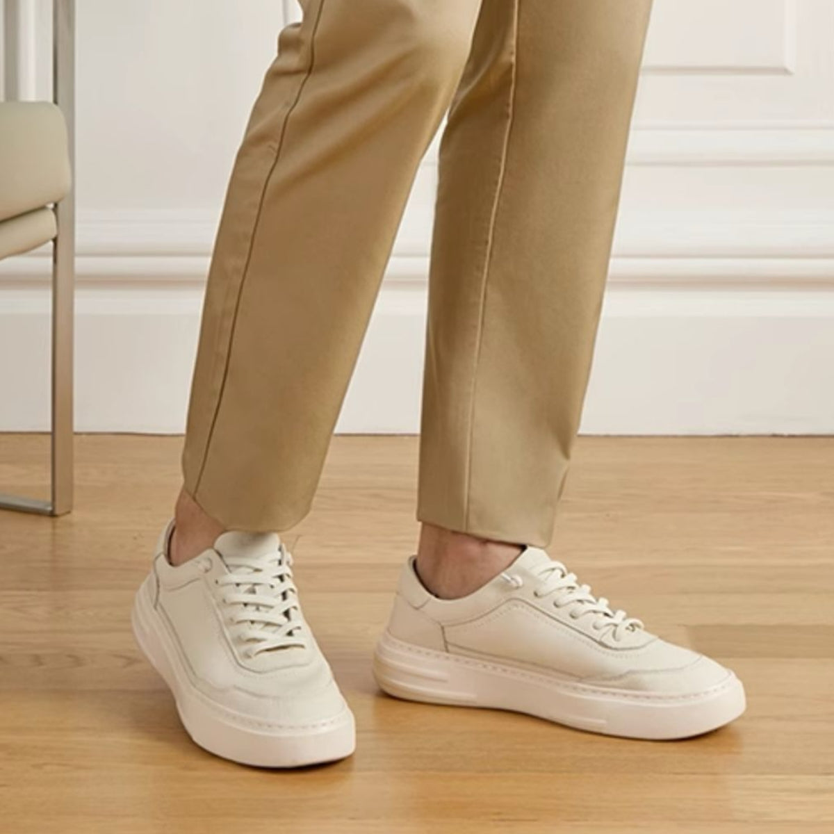 Slip-On Leather Trainers | Minimalist Grain Leather Casual Shoes