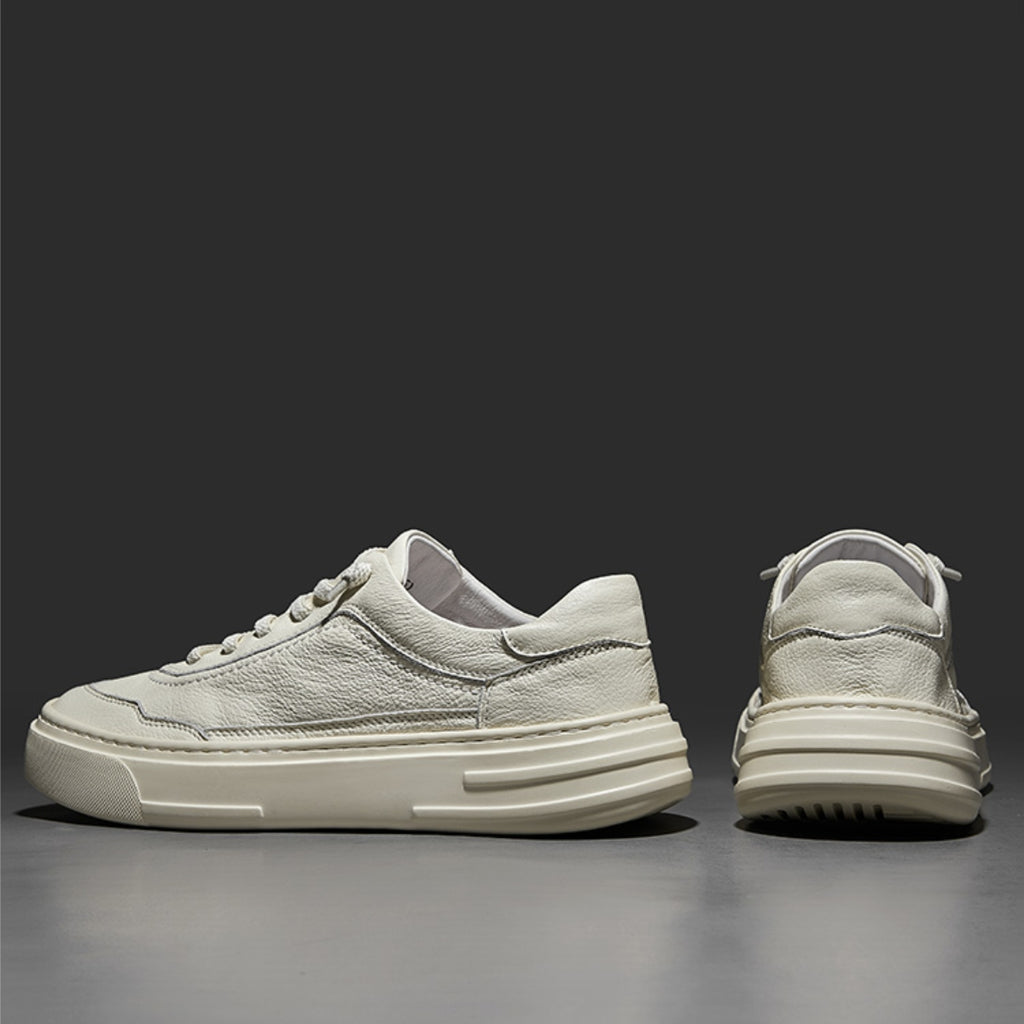 Slip-On Leather Trainers | Minimalist Grain Leather Casual Shoes