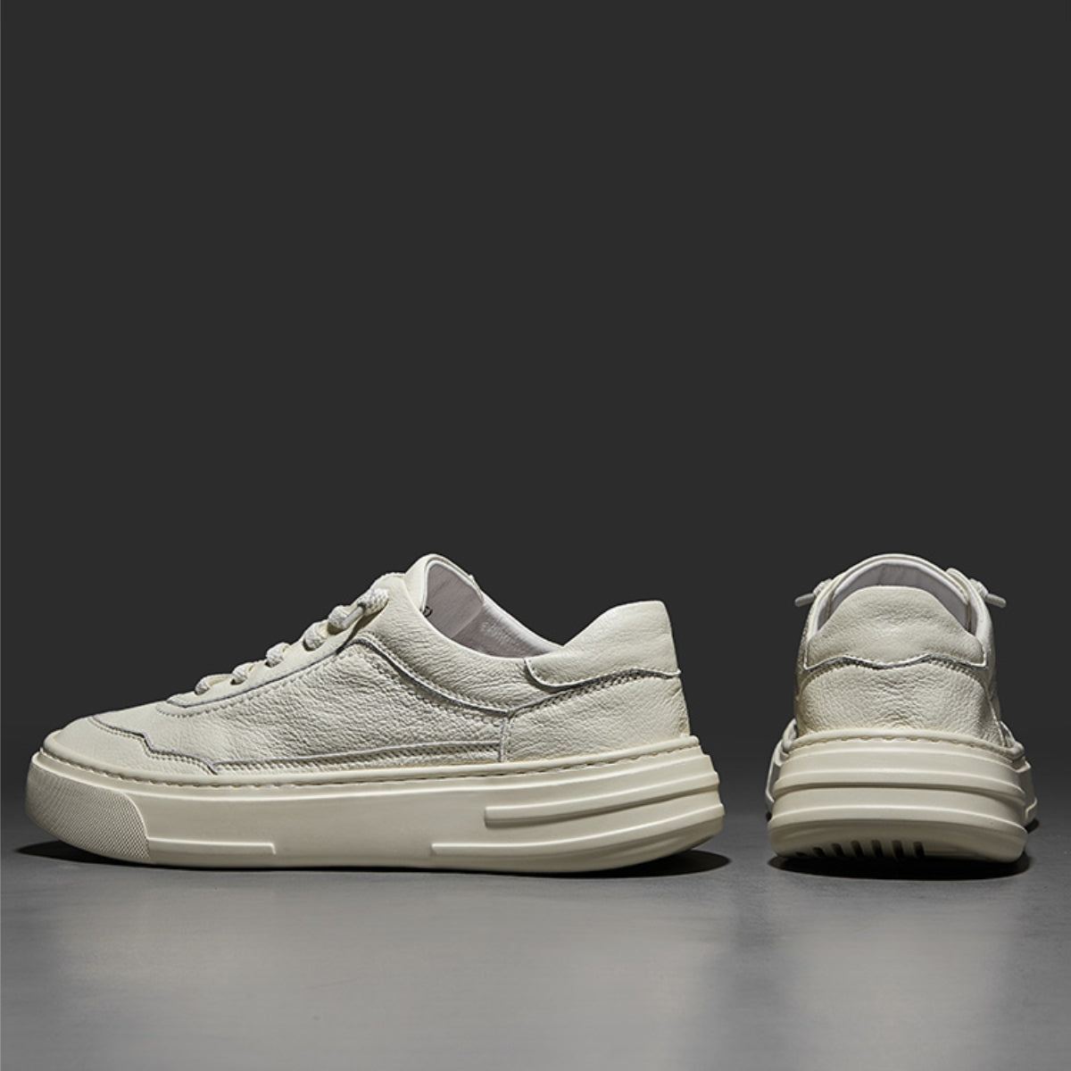 Slip-On Leather Trainers | Minimalist Grain Leather Casual Shoes