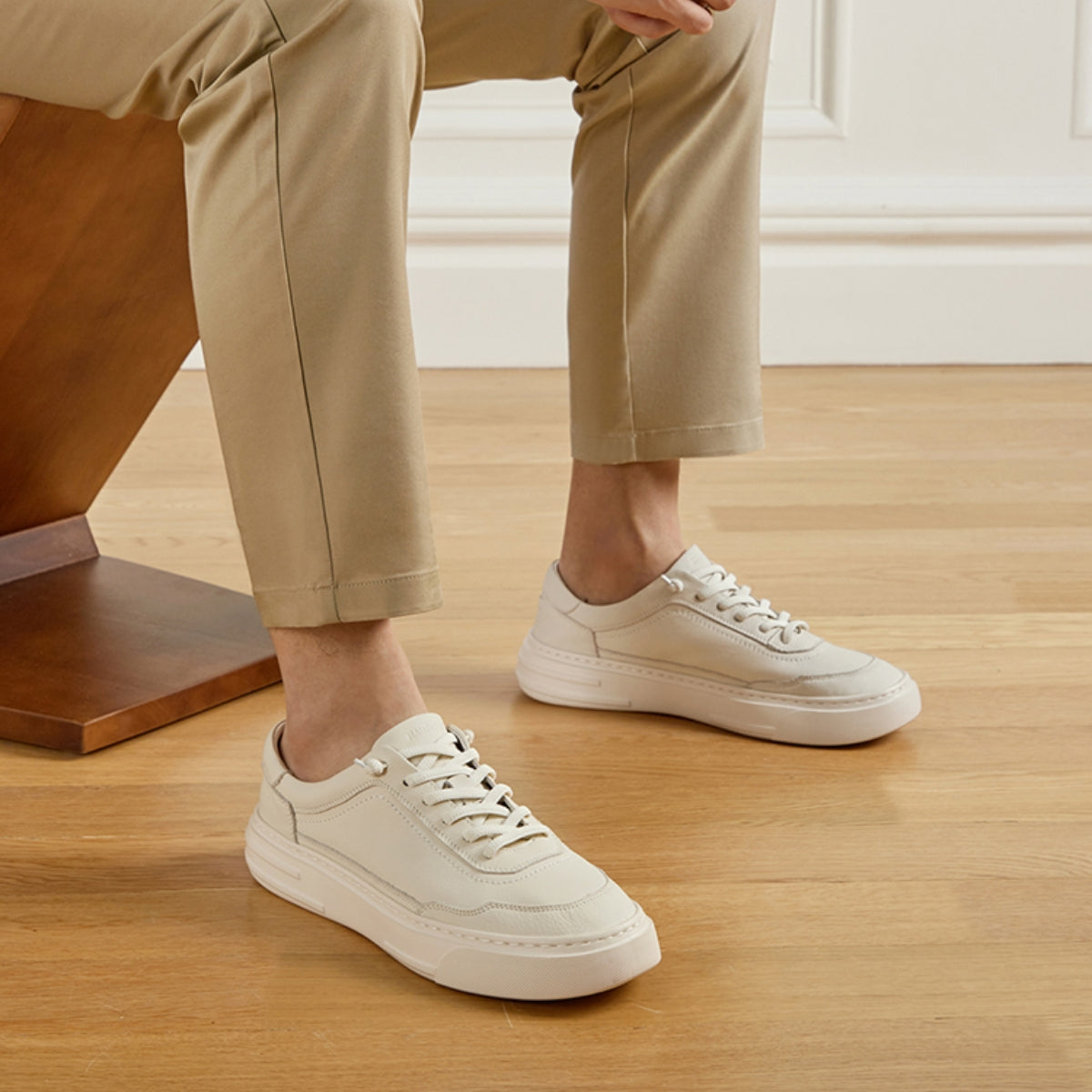 Slip-On Leather Trainers | Minimalist Grain Leather Casual Shoes