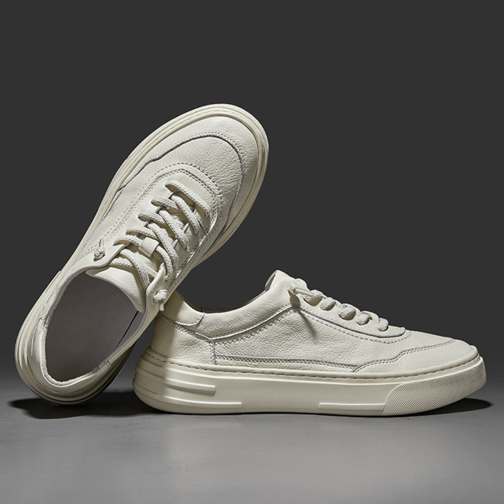 Slip-On Leather Trainers | Minimalist Grain Leather Casual Shoes