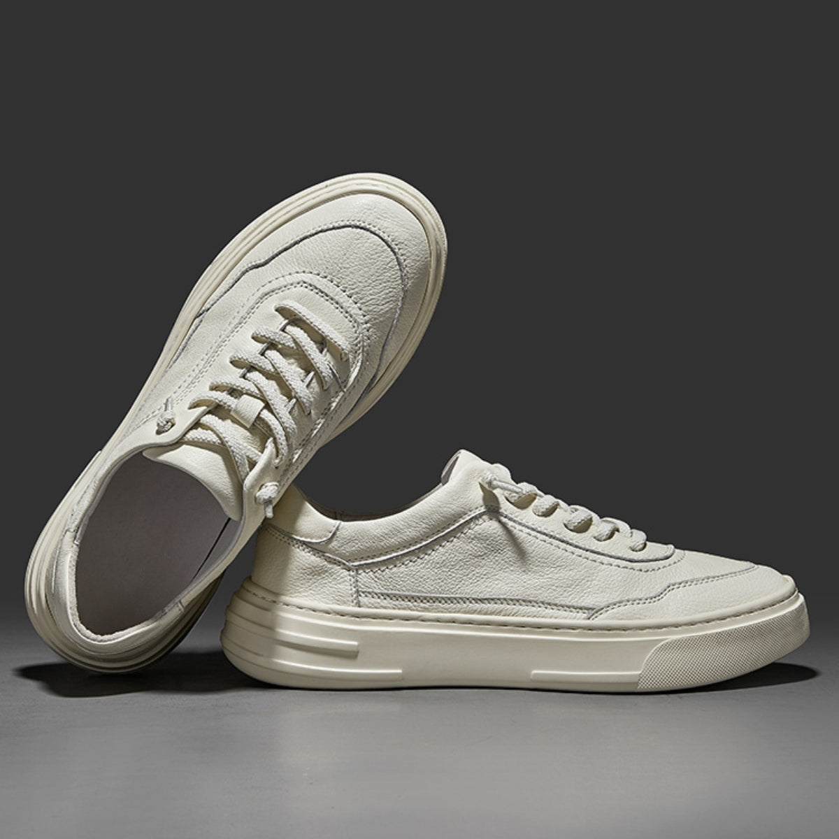 Slip-On Leather Trainers | Minimalist Grain Leather Casual Shoes