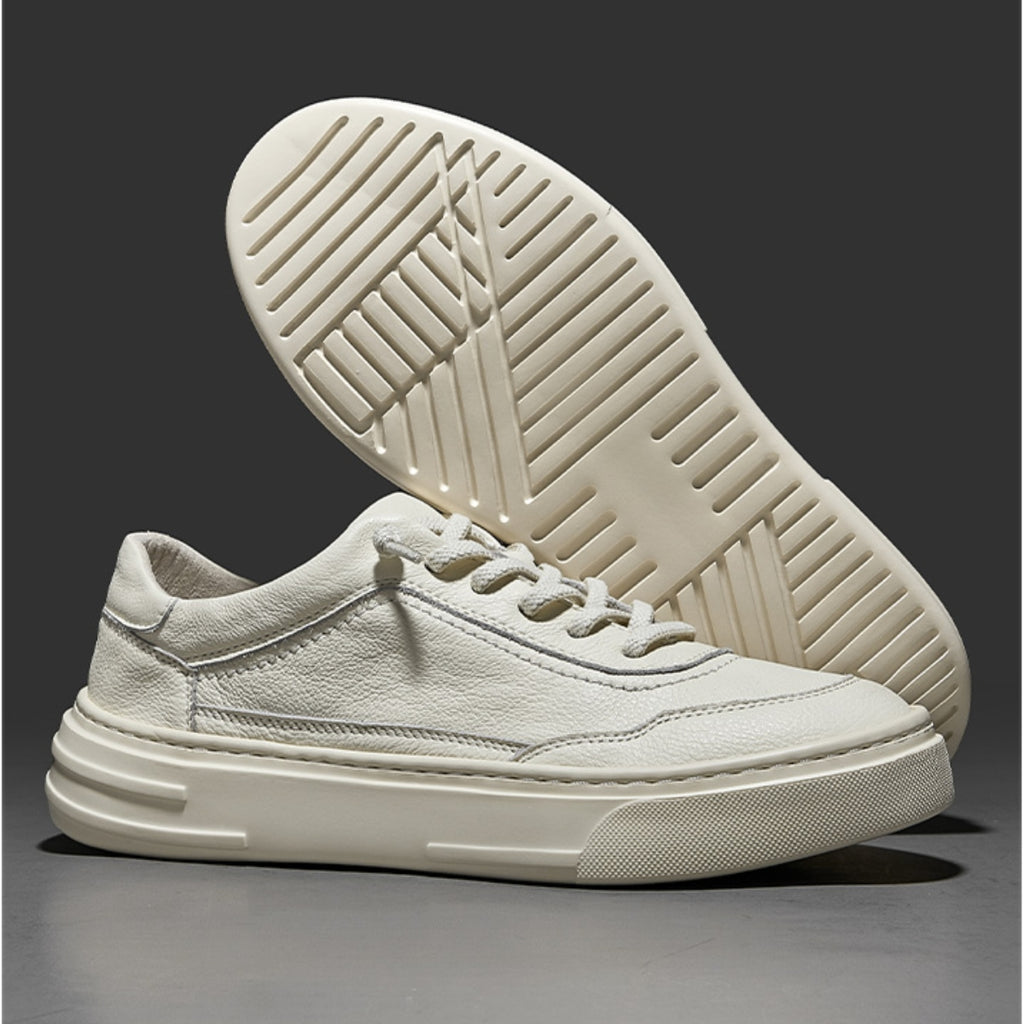 Slip-On Leather Trainers | Minimalist Grain Leather Casual Shoes