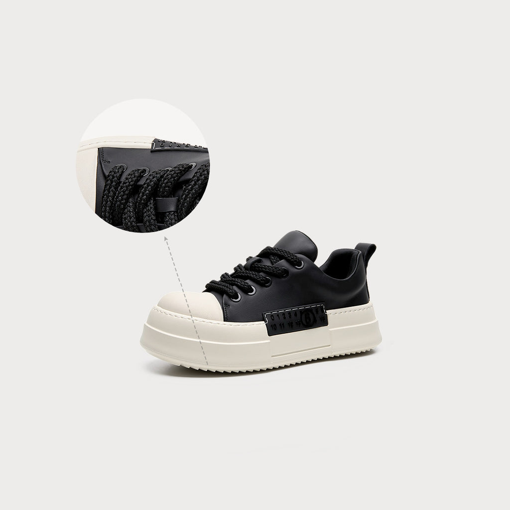 Chunky Platform Leather Trainers | Two-Tone Casual Sneakers