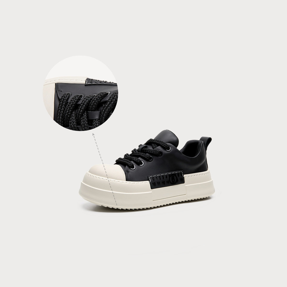 Chunky Platform Leather Trainers | Two-Tone Casual Sneakers