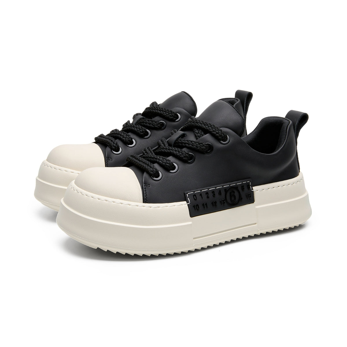 Chunky Platform Leather Trainers | Two-Tone Casual Sneakers