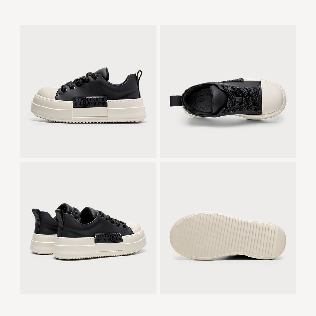 Chunky Platform Leather Trainers | Two-Tone Casual Sneakers