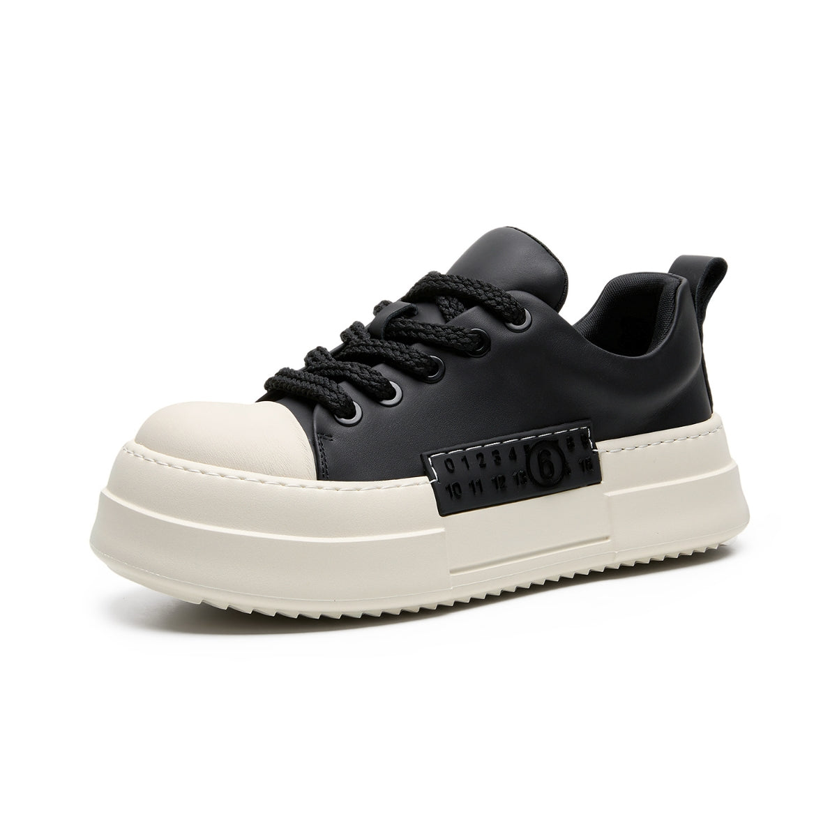 Chunky Platform Leather Trainers | Two-Tone Casual Sneakers