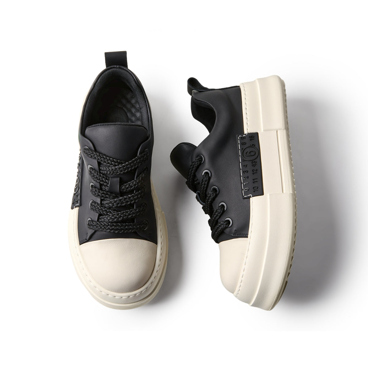 Chunky Platform Leather Trainers | Two-Tone Casual Sneakers