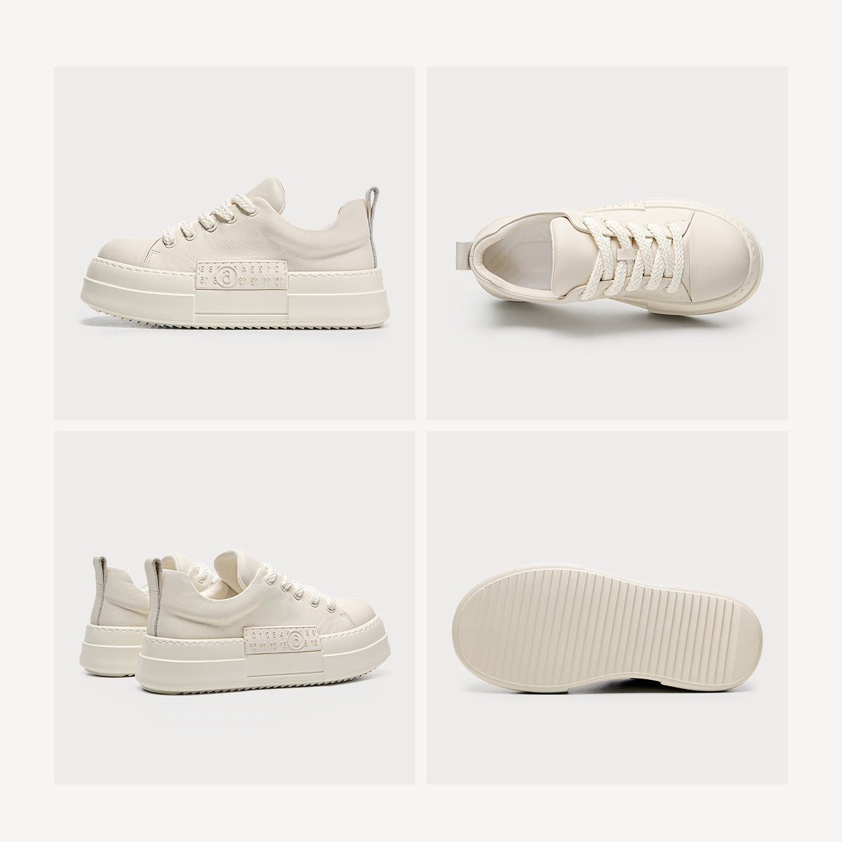 Chunky Platform Leather Trainers | Two-Tone Casual Sneakers