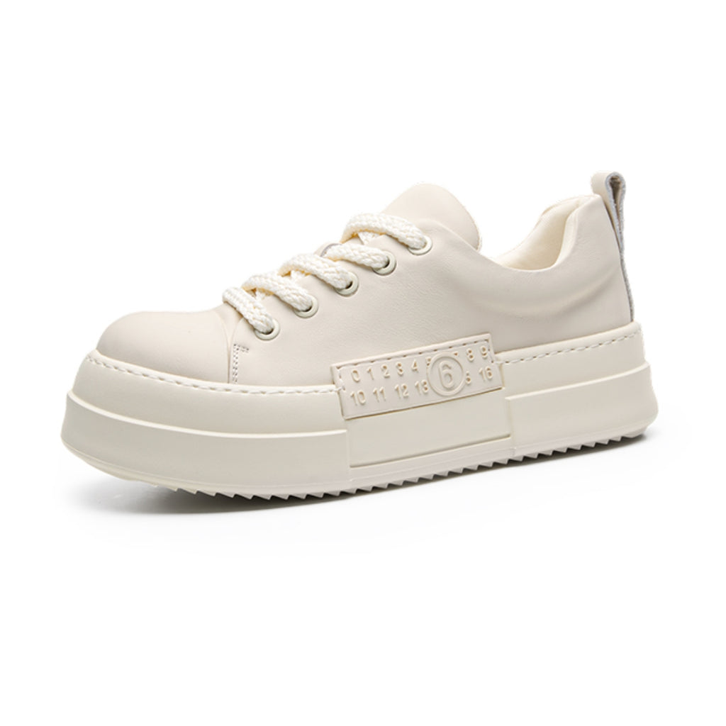 Chunky Platform Leather Trainers | Two-Tone Casual Sneakers