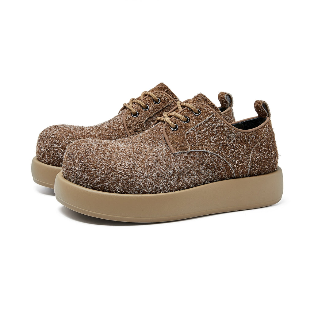 Suede Platform Trainers | Brown Textured Casual Sneakers