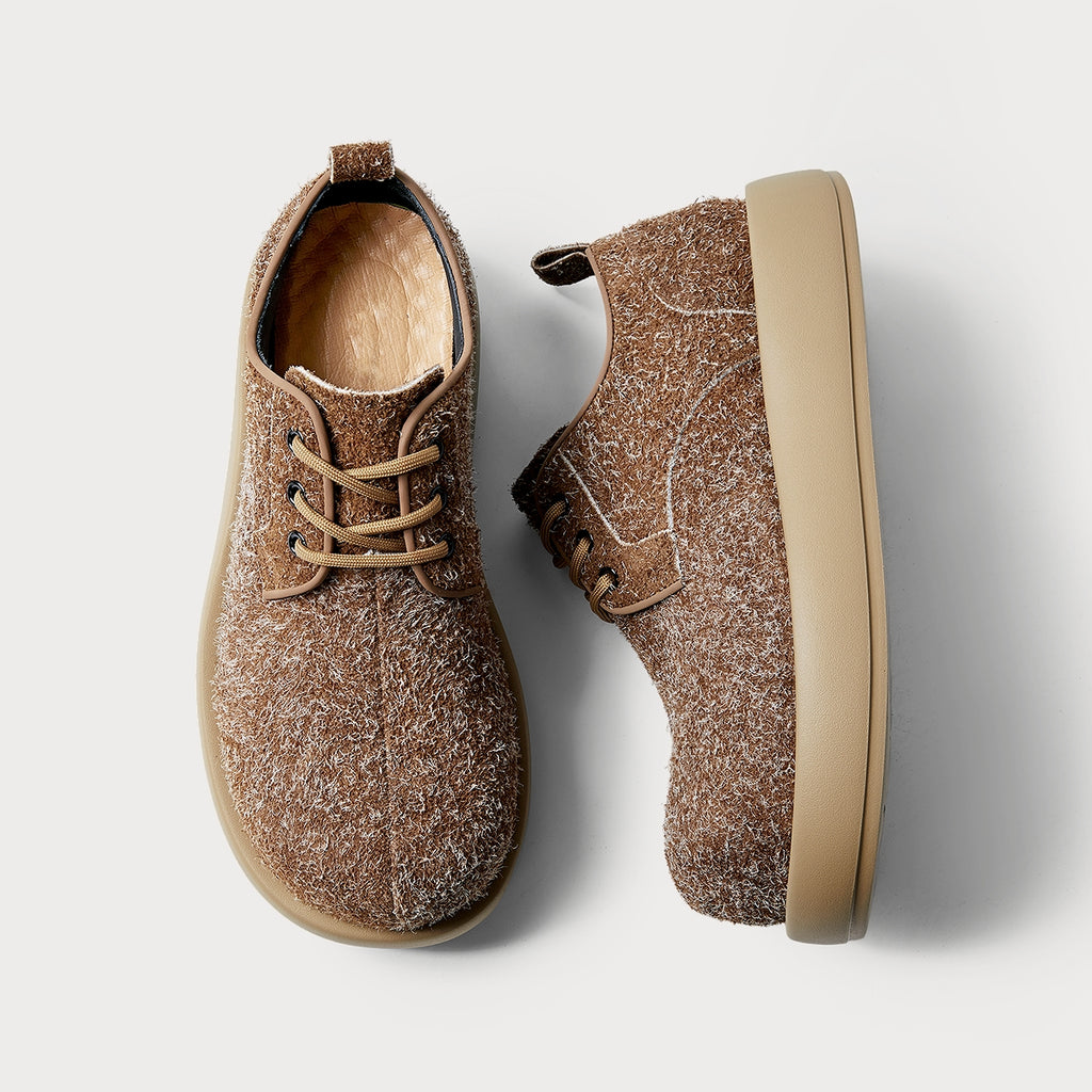 Suede Platform Trainers | Brown Textured Casual Sneakers