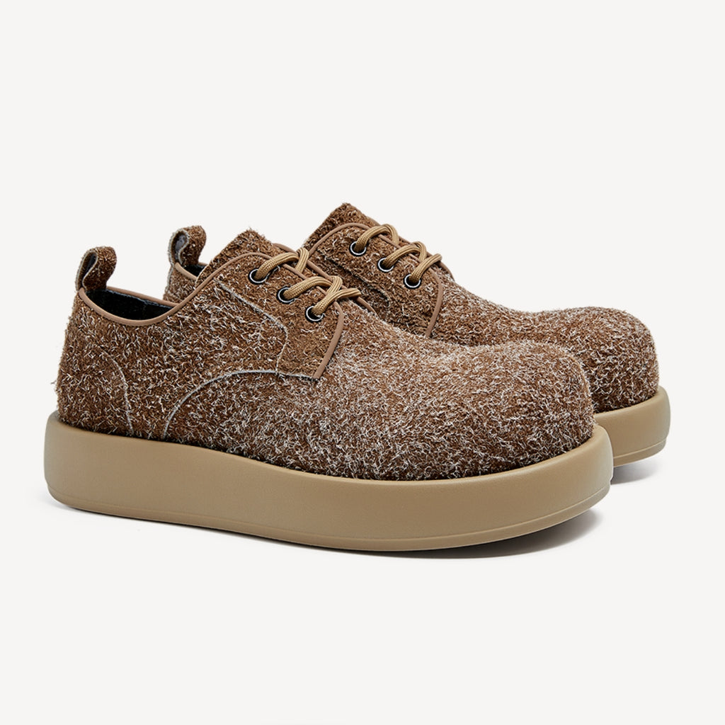 Suede Platform Trainers | Brown Textured Casual Sneakers