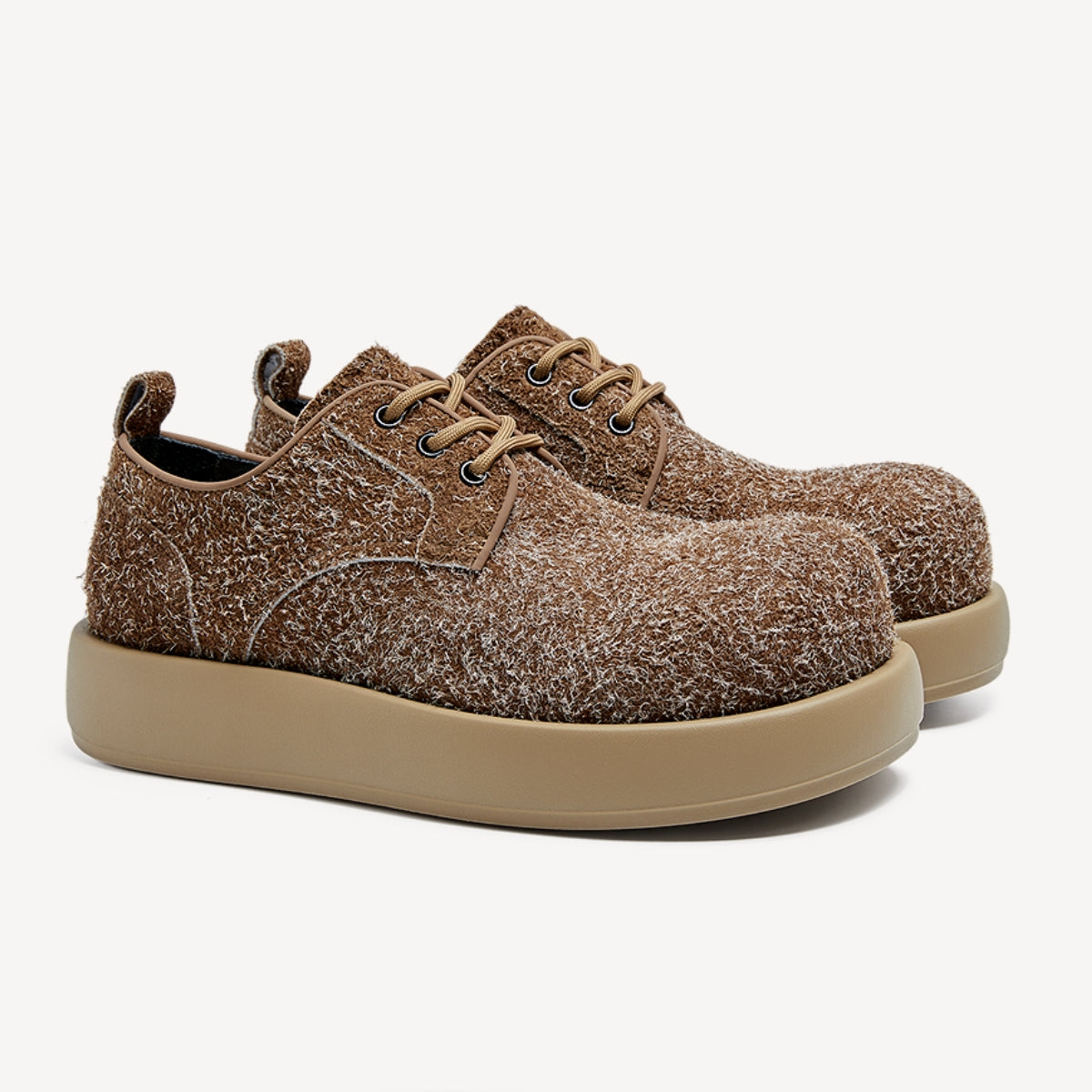 Suede Platform Trainers | Brown Textured Casual Sneakers