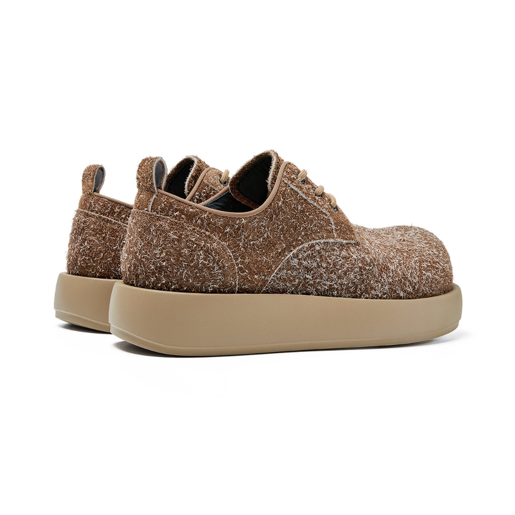 Suede Platform Trainers | Brown Textured Casual Sneakers