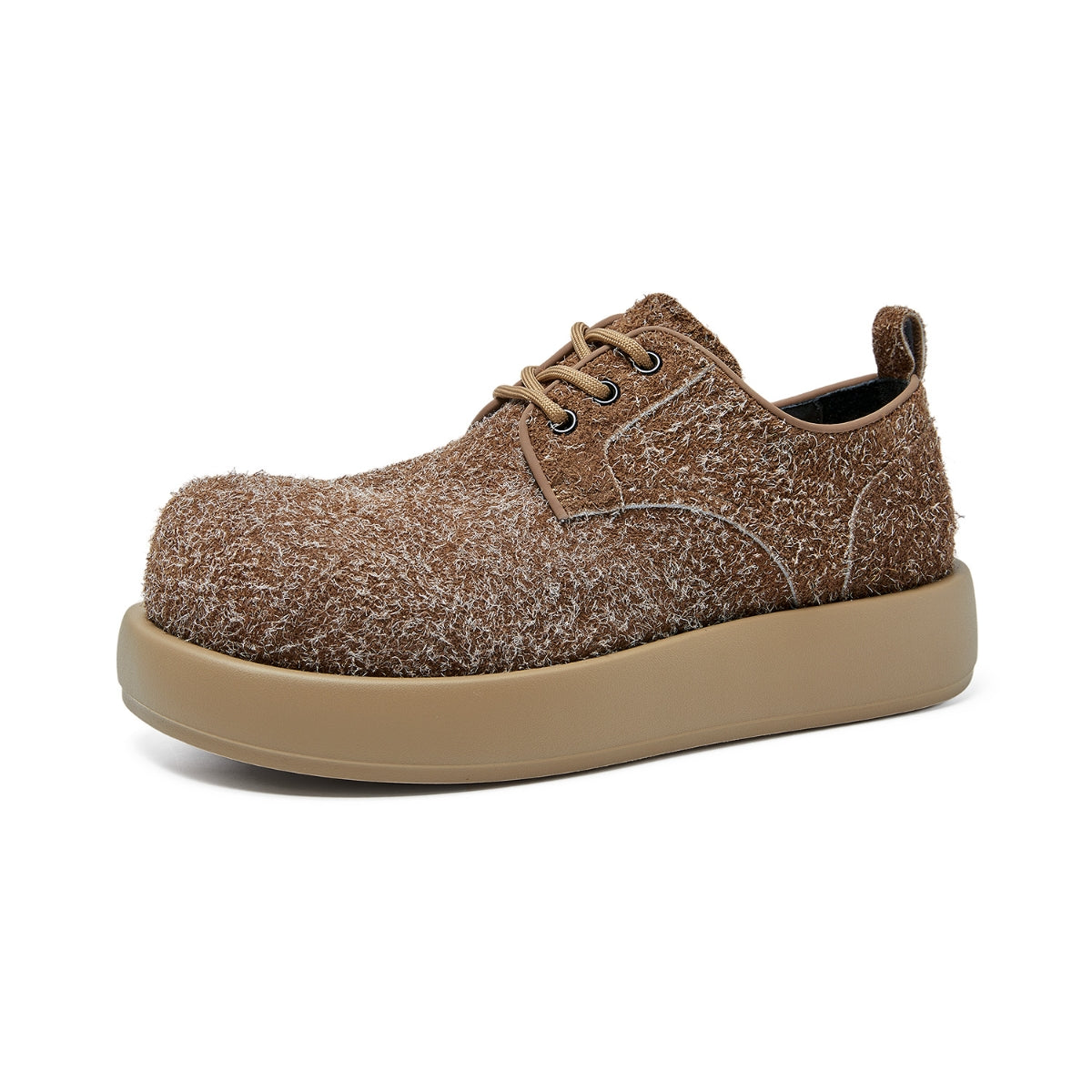 Suede Platform Trainers | Brown Textured Casual Sneakers