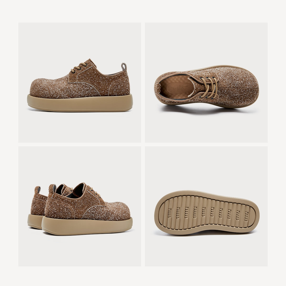 Suede Platform Trainers | Brown Textured Casual Sneakers