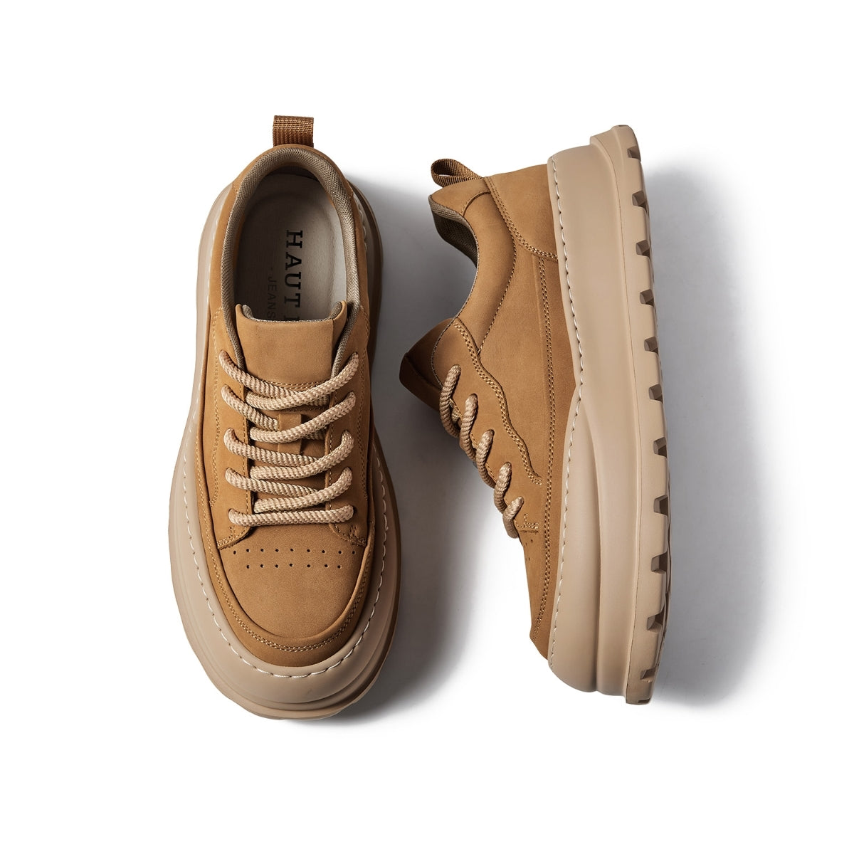 Suede Workwear Trainers | Thick-Sole Casual Shoes