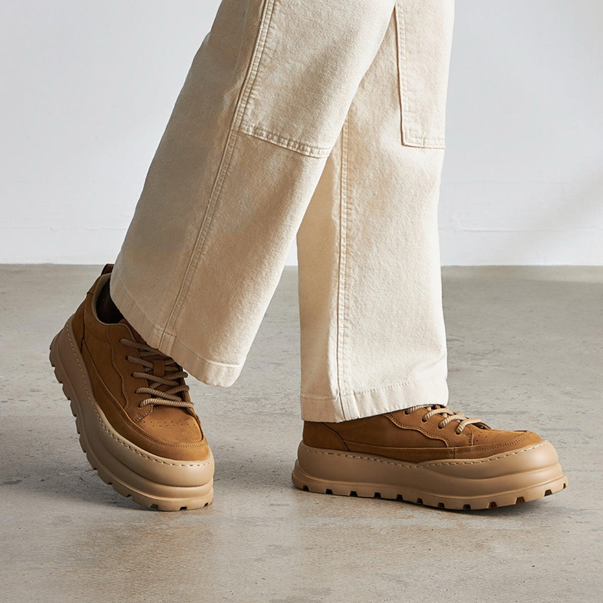 Suede Workwear Trainers | Thick-Sole Casual Shoes