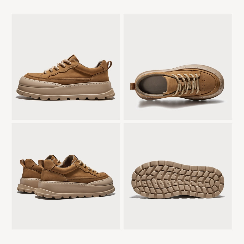 Suede Workwear Trainers | Thick-Sole Casual Shoes