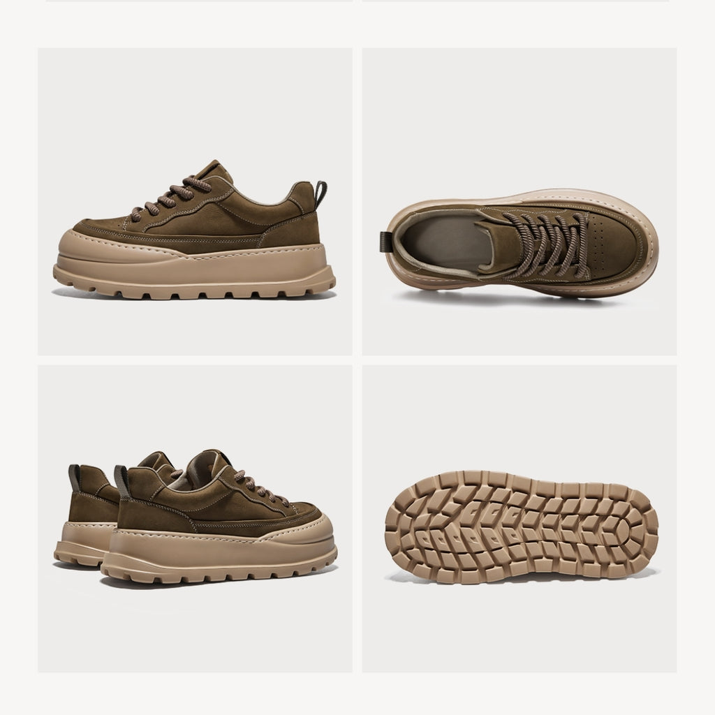 Suede Workwear Trainers | Thick-Sole Casual Shoes
