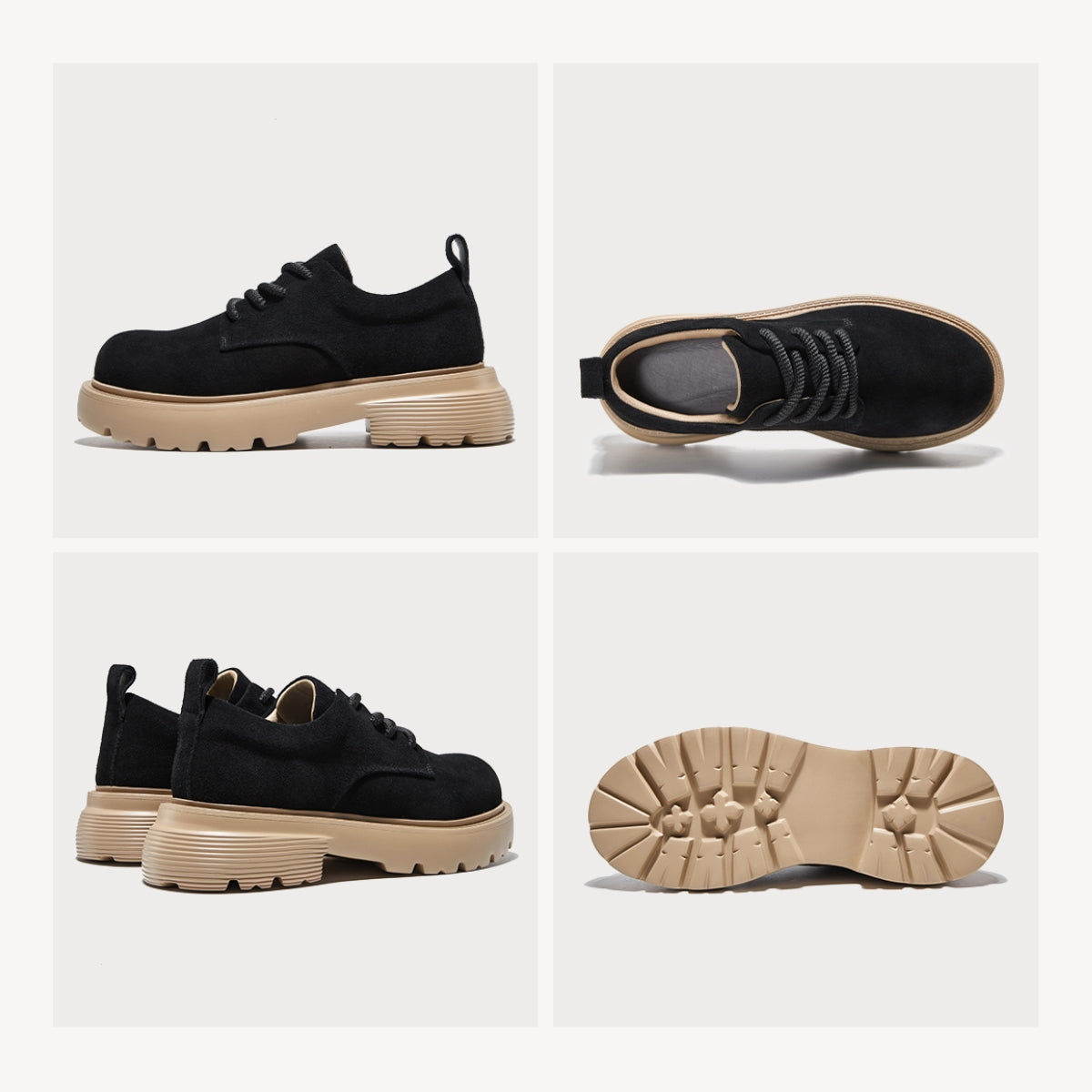 Suede Workwear Shoes | Thick-Sole Vintage Trainers