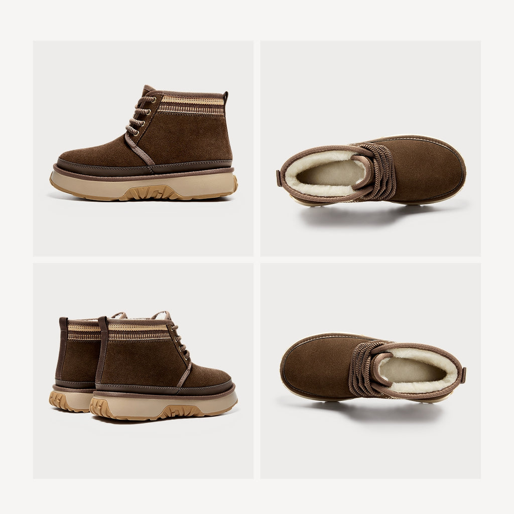 Suede Winter Boots | Short Lace-Up Snow Boots