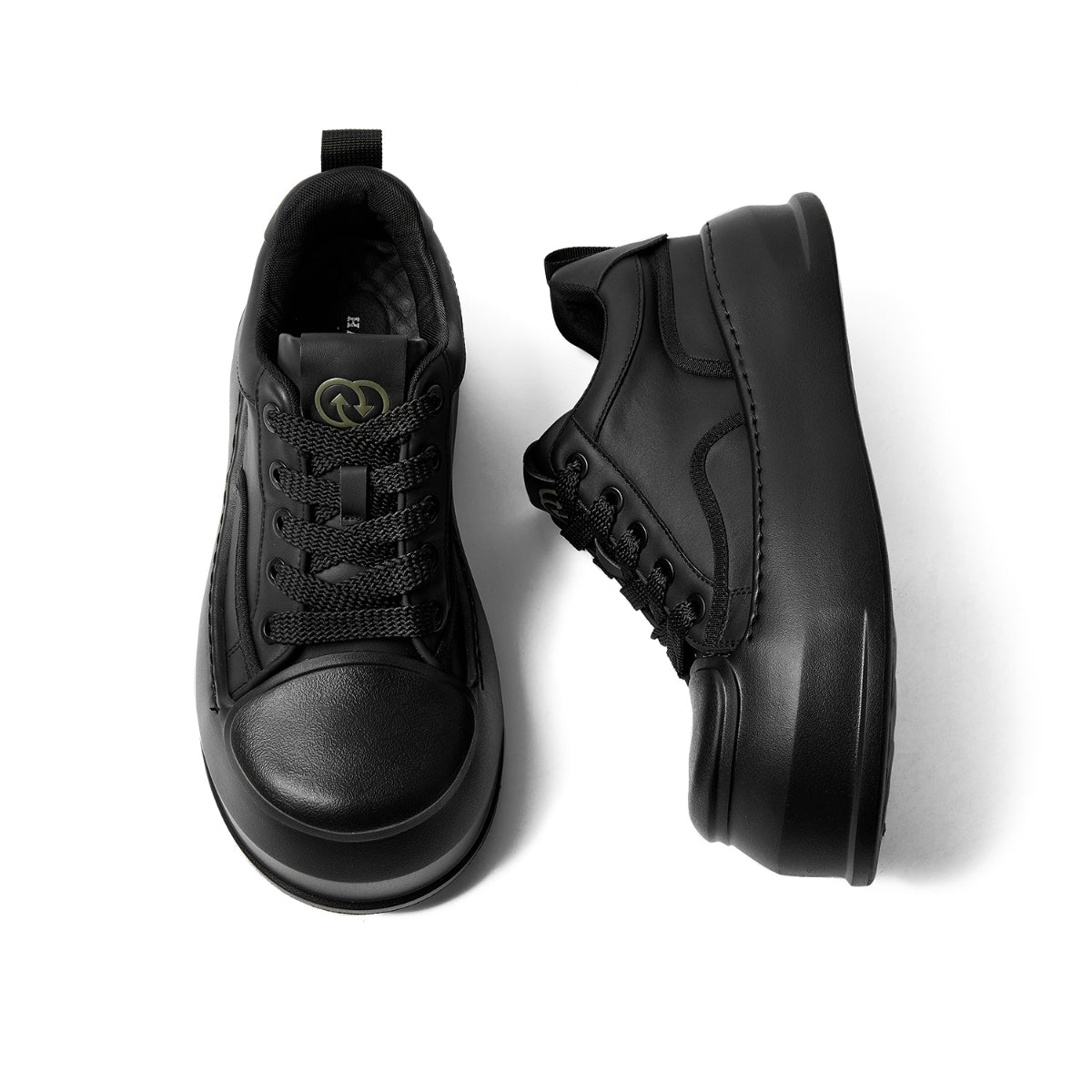 Minimalist Leather Sneakers | Thick-Soled Casual Low-Top Shoes