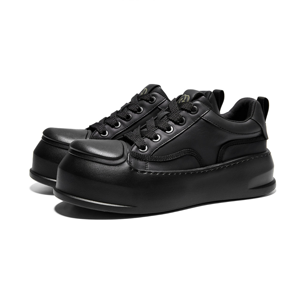 Minimalist Leather Sneakers | Thick-Soled Casual Low-Top Shoes