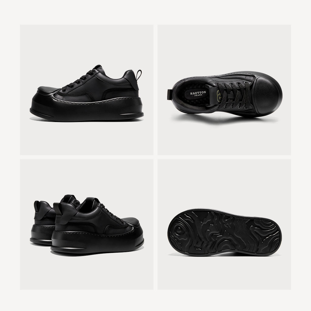 Minimalist Leather Sneakers | Thick-Soled Casual Low-Top Shoes