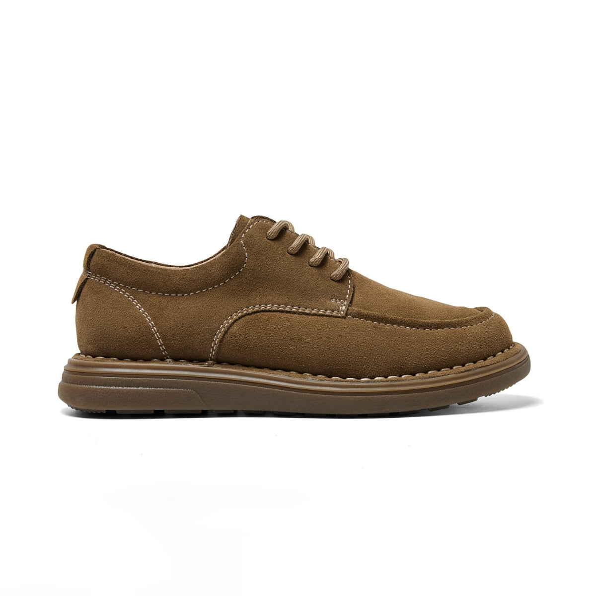 Suede workwear shoes with stitched detailing, pigskin insole, and durable flat sole for timeless everyday wear.